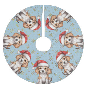 Beagle Gold Glitzer Snowflake Polyester Weihnachtsbaumdecke