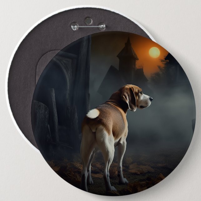 Beagle Halloween Beängstigend Button (Vorne & Hinten)