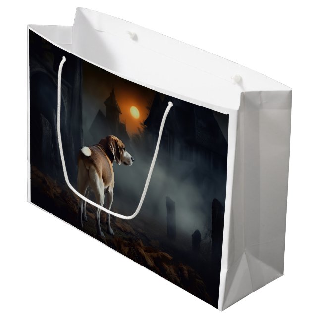 Beagle Halloween Beängstigend Große Geschenktüte (Vorderseite Schrägansicht)