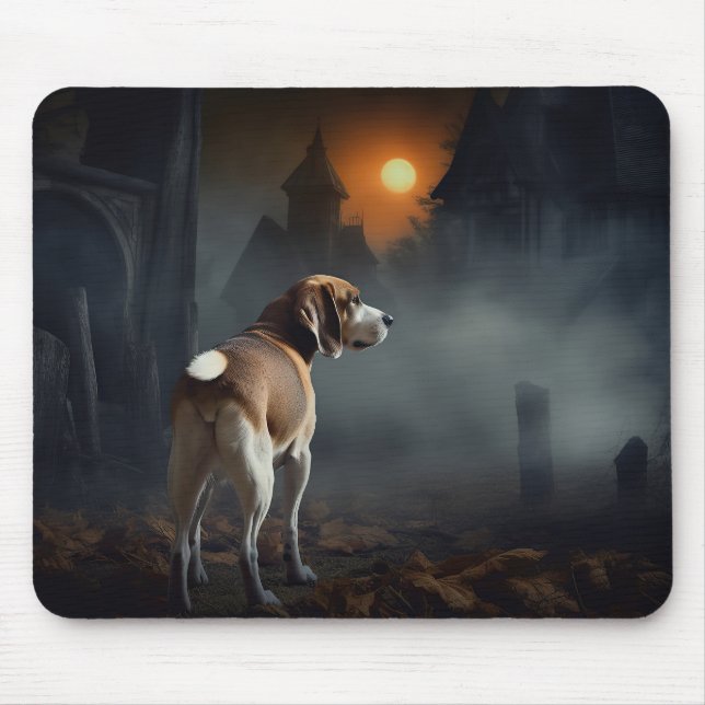 Beagle Halloween Beängstigend Mousepad (Vorne)
