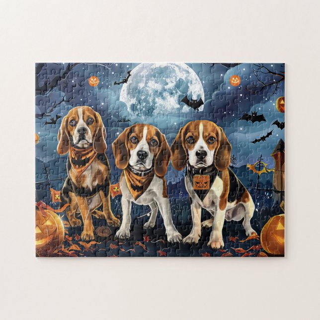 Beagle Halloween Gruselig Puzzle (Horizontal)
