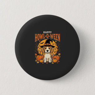 Beagle Halloween Howl-O-Ween Hund Kürbis Design_1 Button