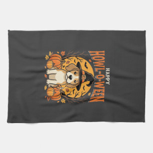 Beagle Halloween Howl-O-Ween Hund Kürbis Design_1 Geschirrtuch