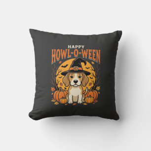 Beagle Halloween Howl-O-Ween Hund Kürbis Design_1 Kissen