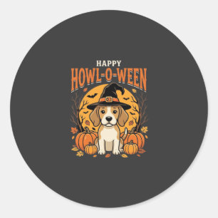 Beagle Halloween Howl-O-Ween Hund Kürbis Design_1 Runder Aufkleber