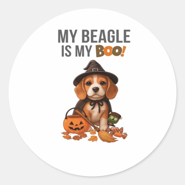 Beagle Halloween Kostüm Mein Beagle ist mein Boots Runder Aufkleber (Vorderseite)