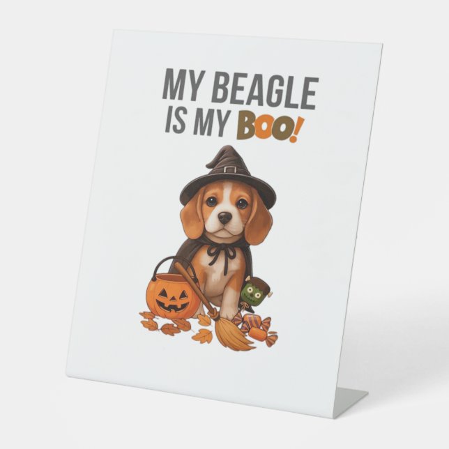 Beagle Halloween Kostüm Mein Beagle ist mein Boots Sockelschild (Vorderseite)