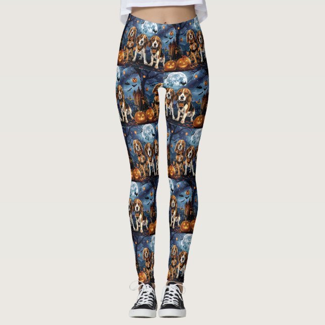 Beagle Halloween Spooky Leggings (Vorderseite)