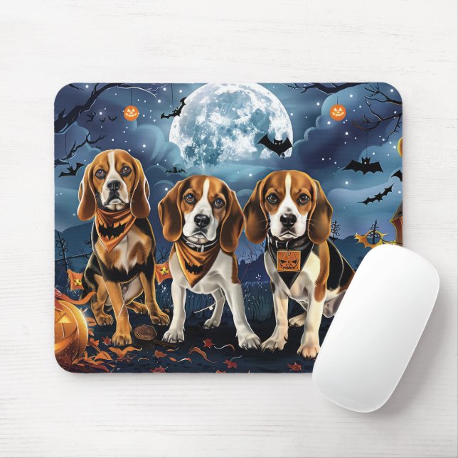Beagle Halloween Spooky Mousepad (Mit Mouse)