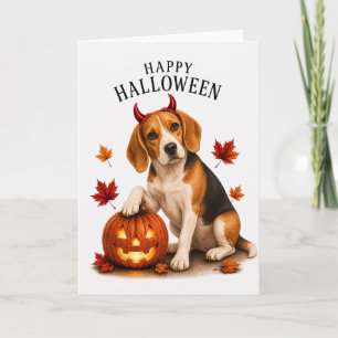 Beagle Halloween Teufelshund Karte