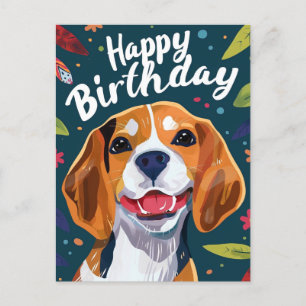 Beagle Happy Birthday Postkarte