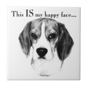 Beagle Happy Face; Happy Beagle; Grumpy Beagle Fliese