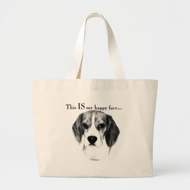 Beagle Happy Face; Happy Beagle; Grumpy Beagle Jumbo Stoffbeutel (Vorne)