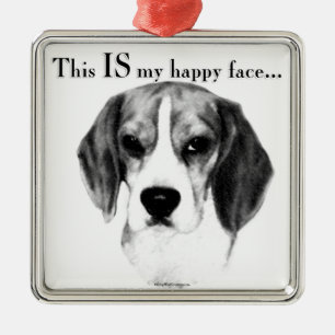 Beagle Happy Face; Happy Beagle; Grumpy Beagle Ornament Aus Metall