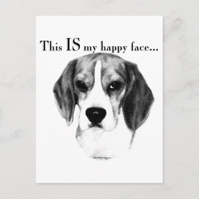 Beagle Happy Face Postkarte (Vorderseite)