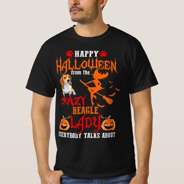 Beagle Happy Halloween Crazy Beagle Lady T-Shirt (Vorderseite)