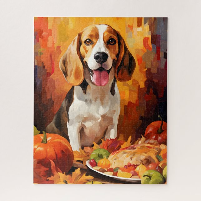 Beagle Herbst Erntedank Puzzle (Vertikal)
