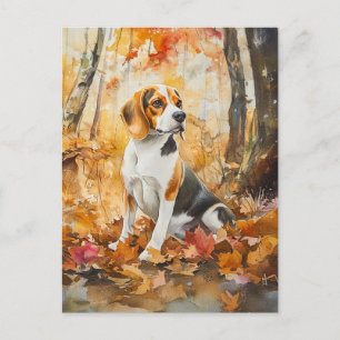 Beagle Herbst - Postkarte