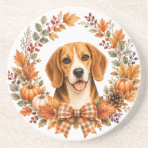 Beagle-Herbstkranz-Untersetzer