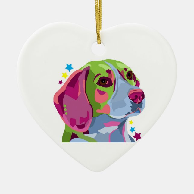 Beagle-Herz-Verzierung Keramik Ornament (Vorne)
