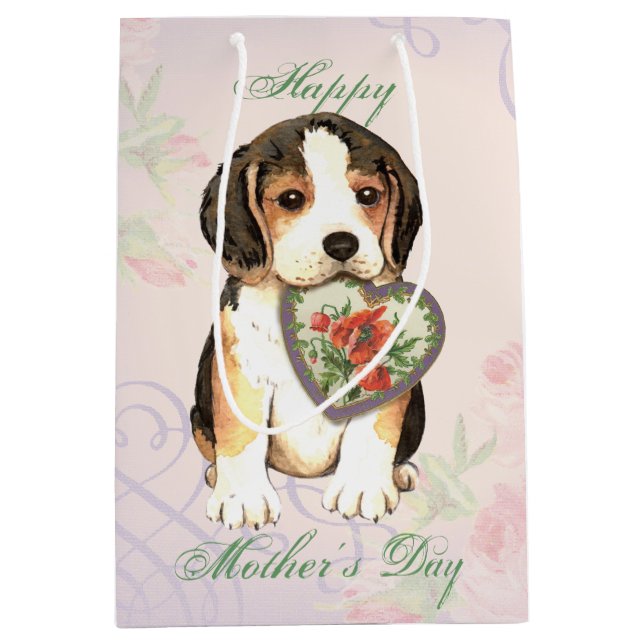Beagle Herzstück Mama Mittlere Geschenktüte (Vorderseite)