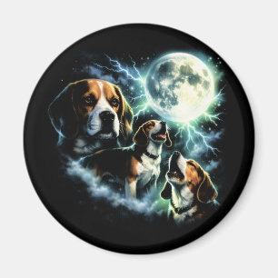 Beagle Heult den Mond – Jagdhund Nacht Magnet