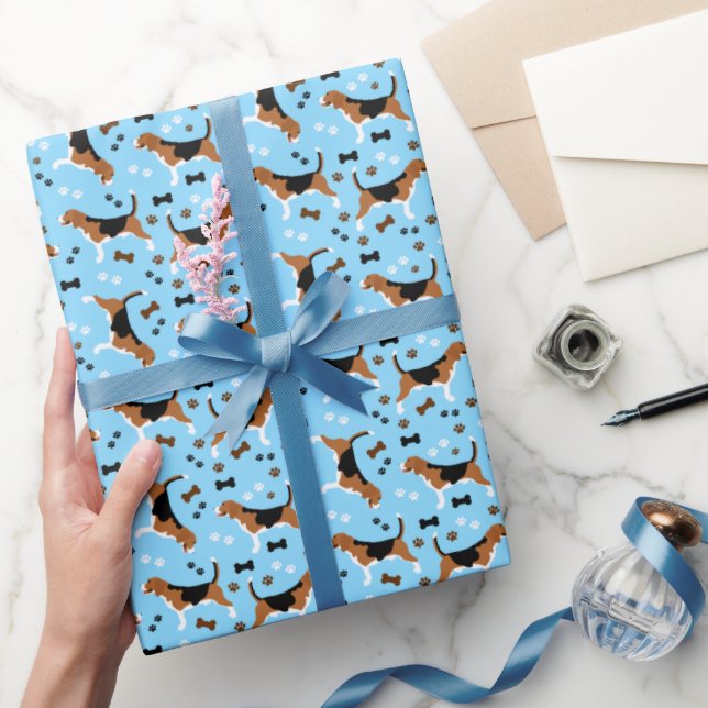 Beagle Hogs Beagle Blue Geschenkpapier (Schenken)