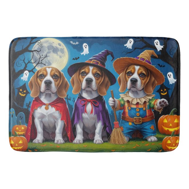 Beagle Hogs Pumpkin Halloween Funny Badematte (Vorderseite)