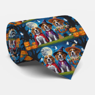 Beagle Hogs Pumpkin Halloween Funny Krawatte