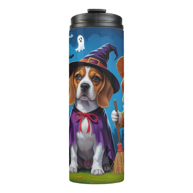 Beagle Hogs Pumpkin Halloween Funny Thermosbecher (Vorderseite)