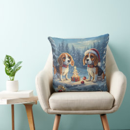 Beagle Holiday Design von Rich AMeN Gill Kissen