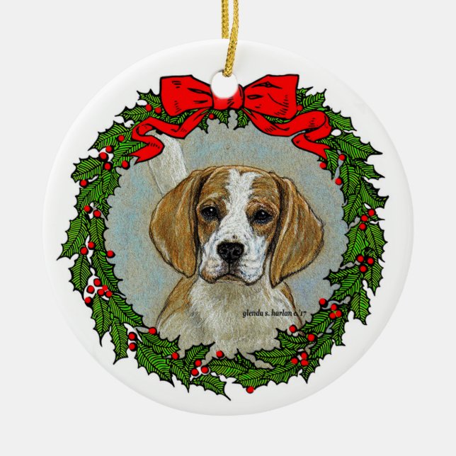 Beagle Hound Art Keramik Ornament (Vorne)