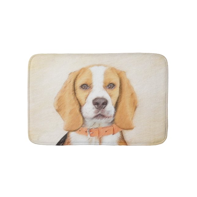 Beagle Hound Dog Malerei Original Tierart Badematte (Vorderseite)