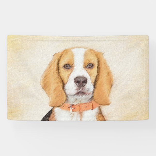 Beagle Hound Dog Malerei Original Tierart Banner (Horizontal)