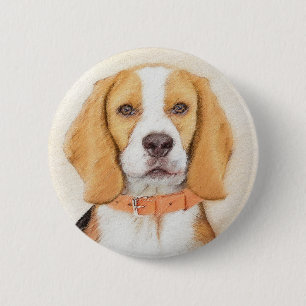 Beagle Hound Dog Malerei Original Tierart Button