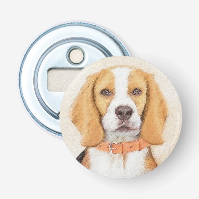 Beagle Hound Dog Malerei Original Tierart Flaschenöffner (Vorderseite)