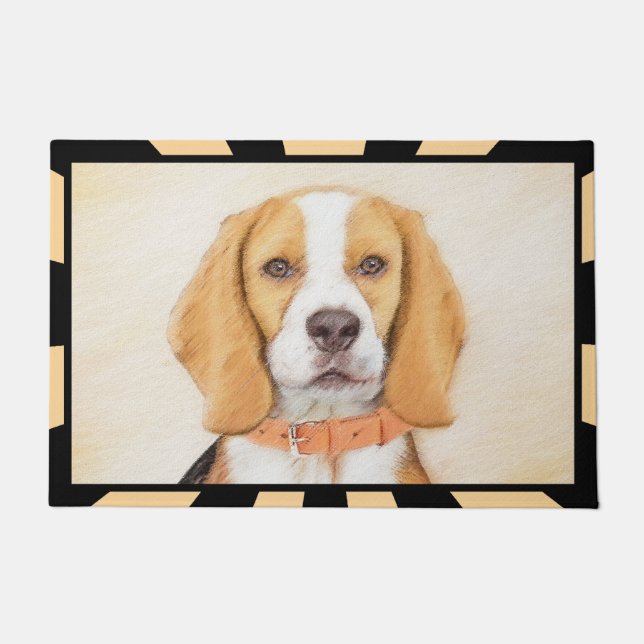 Beagle Hound Dog Malerei Original Tierart Fußmatte (Vorderseite)