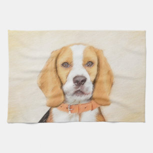 Beagle Hound Dog Malerei Original Tierart Geschirrtuch