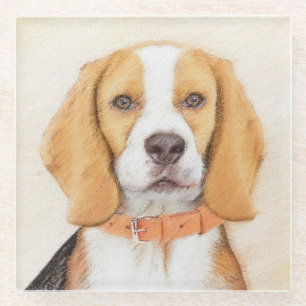 Beagle Hound Dog Malerei Original Tierart Glasuntersetzer