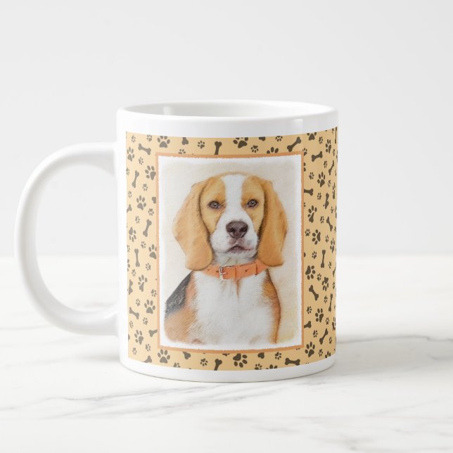 Beagle Hound Dog Malerei Original Tierart Jumbo-Tasse (Links)