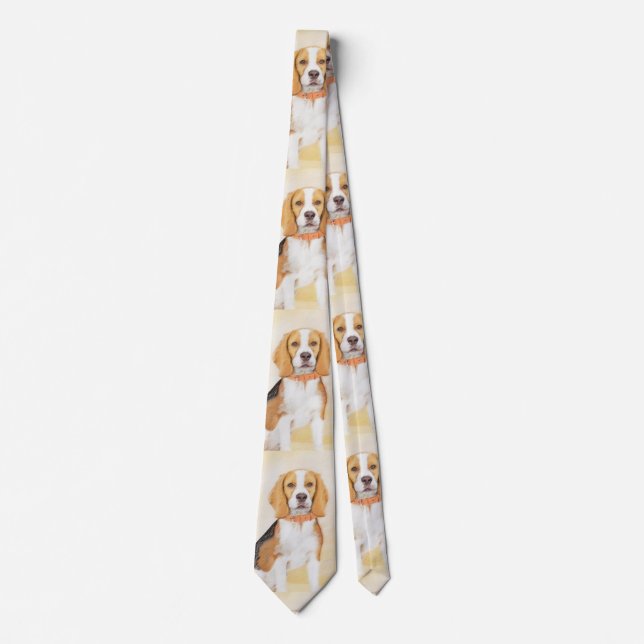 Beagle Hound Dog Malerei Original Tierart Krawatte (Vorderseite)