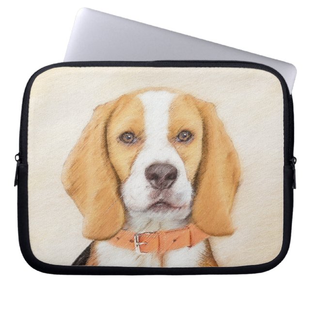 Beagle Hound Dog Malerei Original Tierart Laptopschutzhülle (Vorderseite)