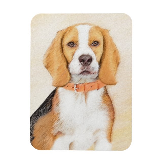 Beagle Hound Dog Malerei Original Tierart Magnet (Vertikal)
