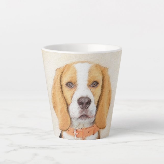Beagle Hound Dog Malerei Original Tierart Milchtasse (Vorderseite)