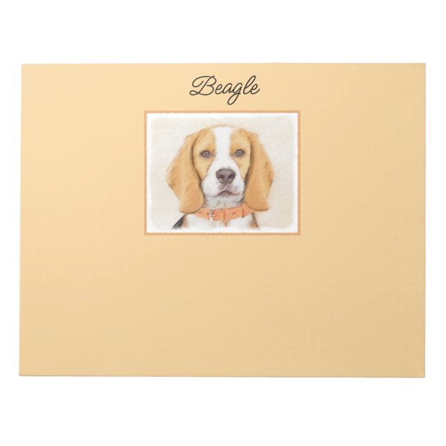 Beagle Hound Dog Malerei Original Tierart Notizblock (Vorderseite)