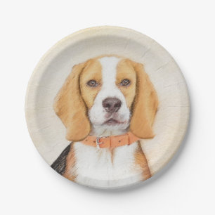 Beagle Hound Dog Malerei Original Tierart Pappteller