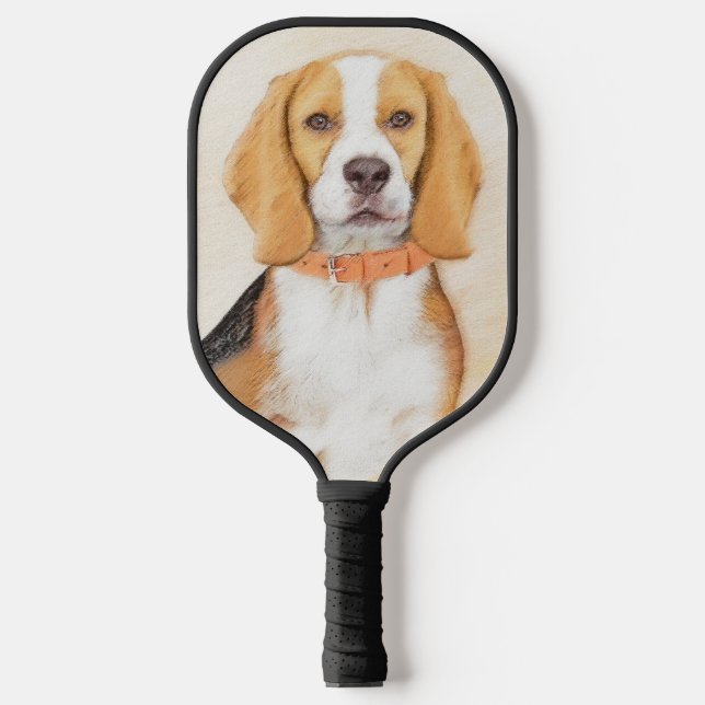 Beagle Hound Dog Malerei Original Tierart Pickleball Schläger (Vorderseite)