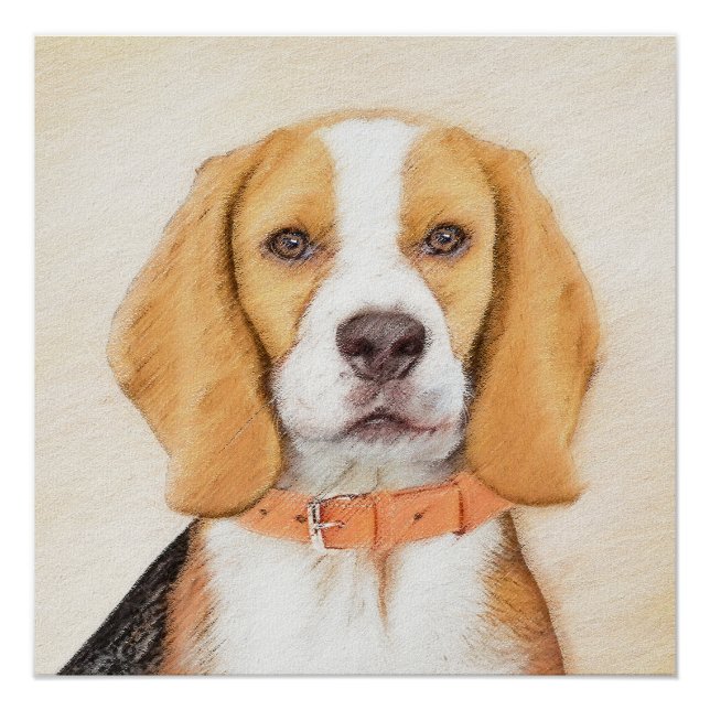 Beagle Hound Dog Malerei Original Tierart Poster (Vorderseite)