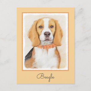 Beagle Hound Dog Malerei Original Tierart Postkarte