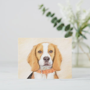 Beagle Hound Dog Malerei Original Tierart Postkarte